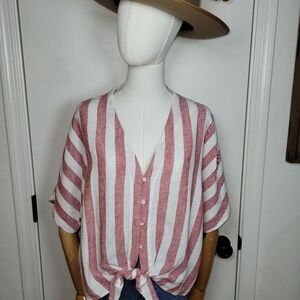 Rails Seville Striped Tie-Front Cropped Button-Down Size Medium
